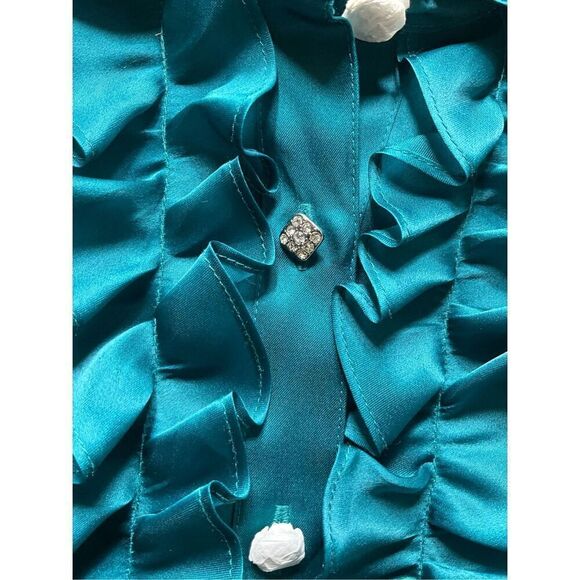 TALBOTS Pure Silk Ruffle Front Blouse - Picture 3 of 6